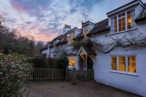 Twilight image of the front of Balfour Gardens