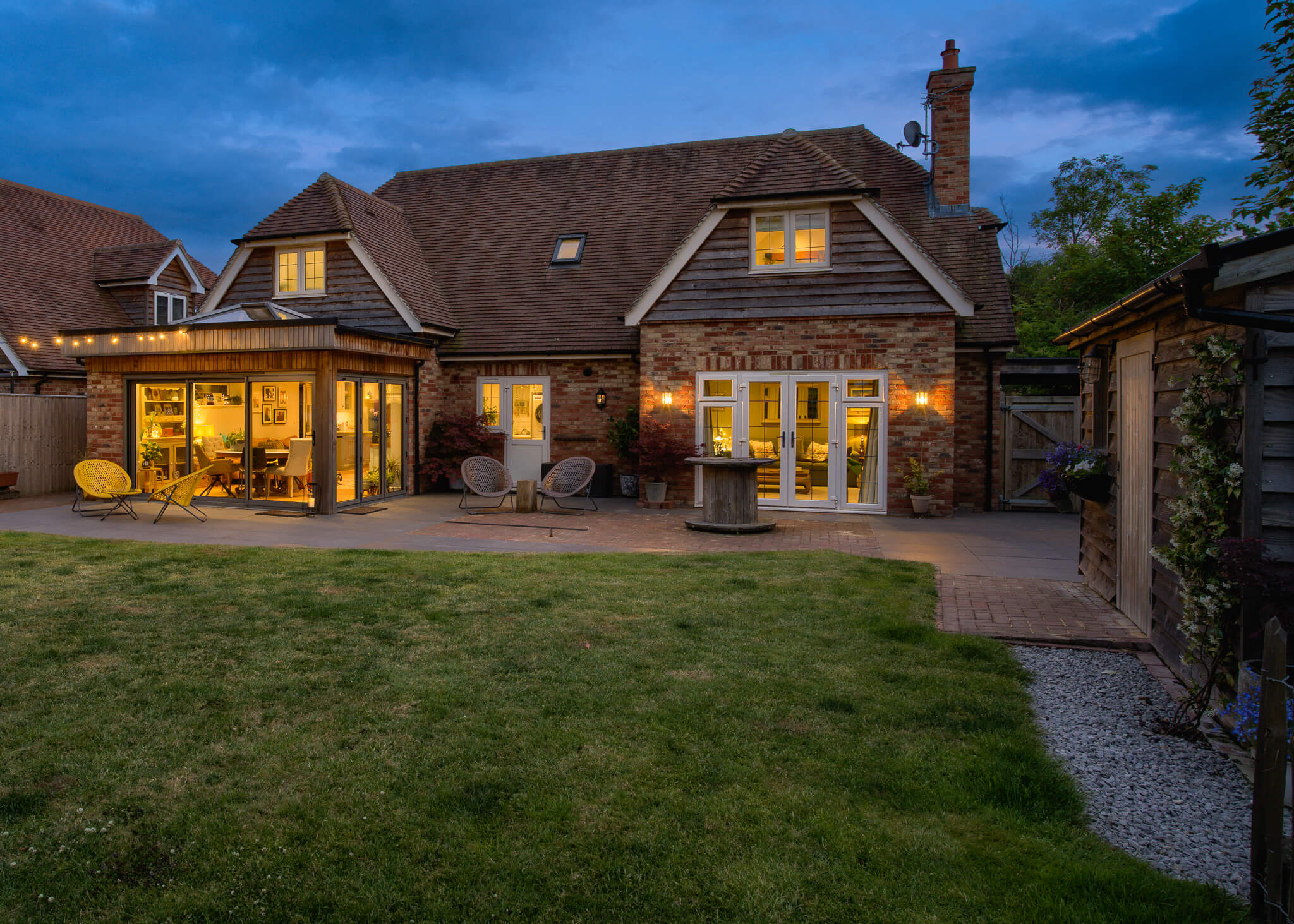 Twilight image of the rear of the property